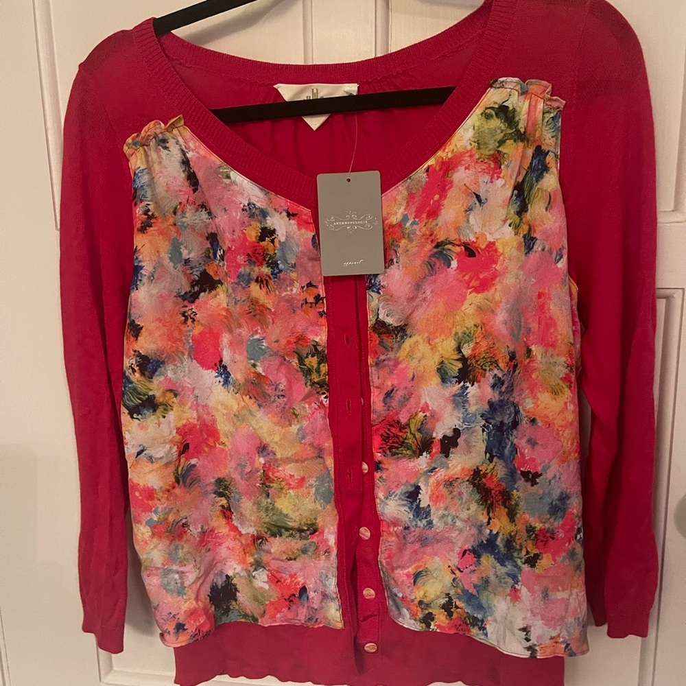 BNWT adorable Anthropologie button down cotton cardigan. L runs small.